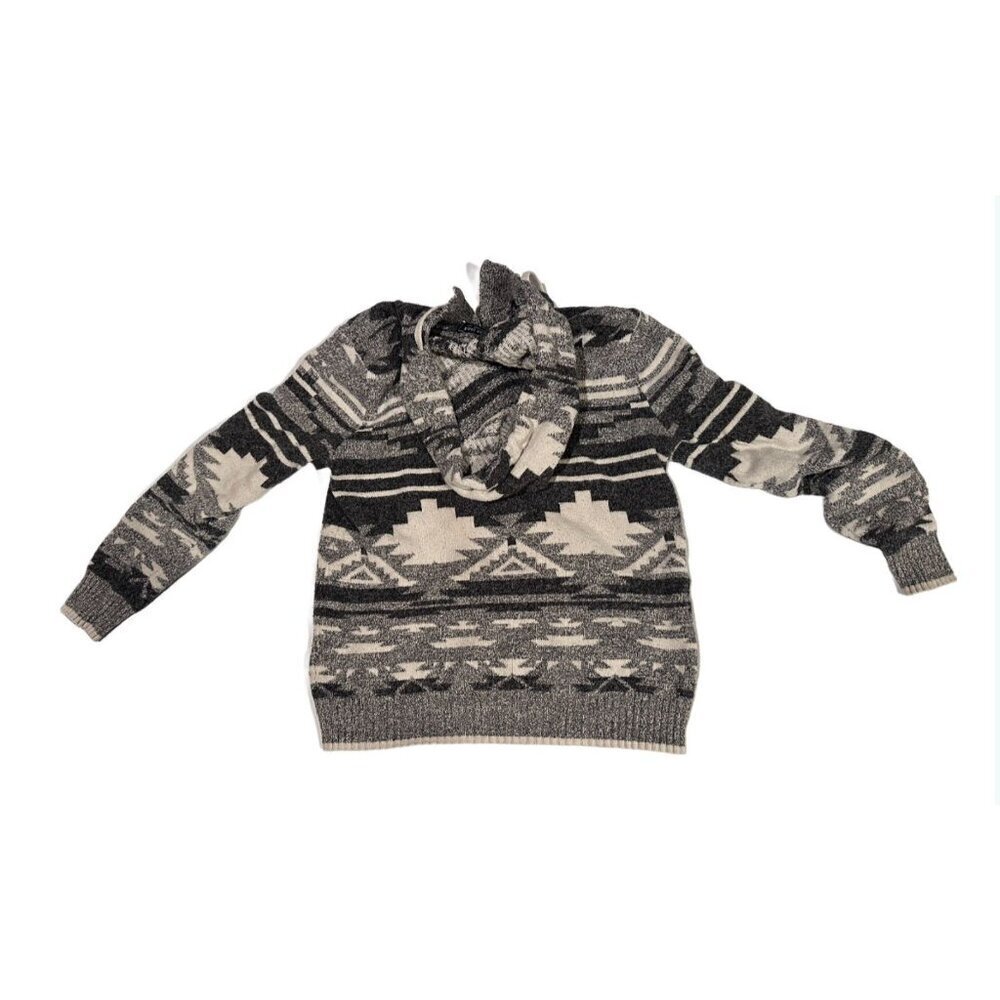 American Eagle Aztec Knit Hoodie Sweater Gray Men’s Size Medium Unisex Women’s L - Picture 2 of 9